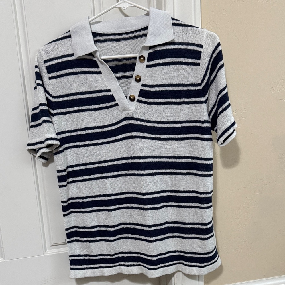 Striped Polo Shirt with Buttons